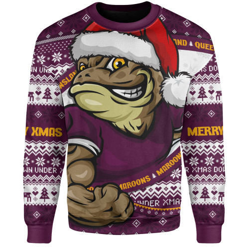 Queensland Maroons Sweatshirt Ugly Knit Style For Christmas Game Fans