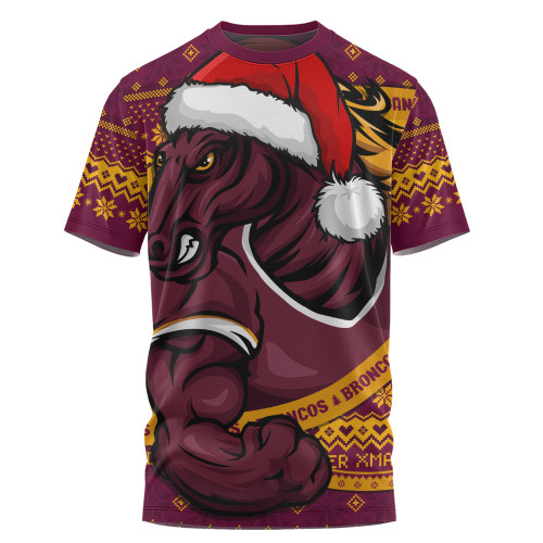 Brisbane Broncos T-Shirt Ugly Knit Style For Christmas Game Fans