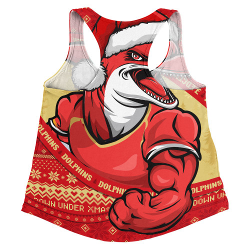 Redcliffe Dolphins Women Racerback Singlet Ugly Knit Style For Christmas Game Fans Redcliffe Dolphins Women Racerback Singlet Ugly Knit Style For Christmas Game Fans