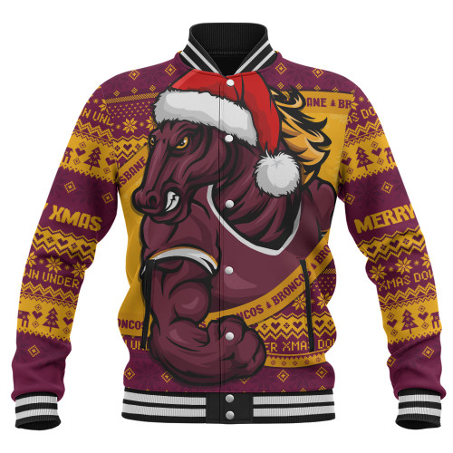 Brisbane Broncos Baseball Jacket Ugly Knit Style For Christmas Game Fans