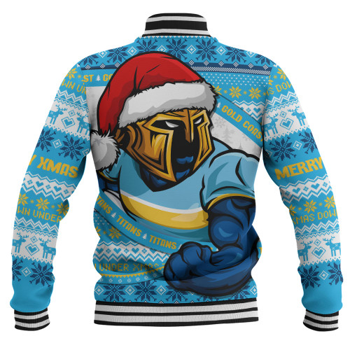 Gold Coast Titans Baseball Jacket Ugly Knit Style For Christmas Game Fans Gold Coast Titans Baseball Jacket Ugly Knit Style For Christmas Game Fans