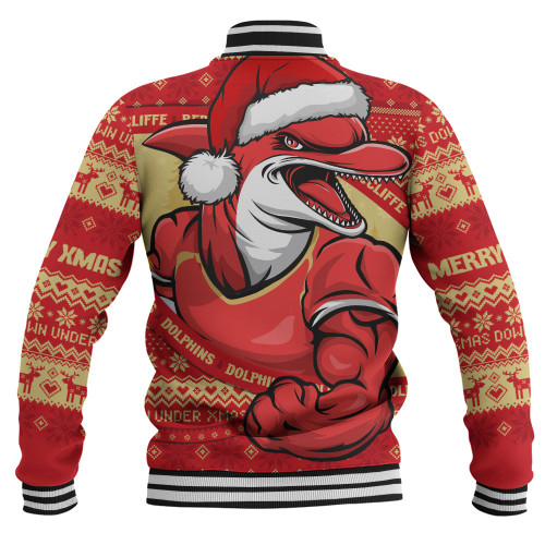 Redcliffe Dolphins Baseball Jacket Ugly Knit Style For Christmas Game Fans Redcliffe Dolphins Baseball Jacket Ugly Knit Style For Christmas Game Fans