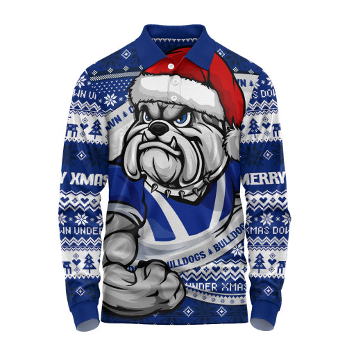 Canterbury-Bankstown Bulldogs Long Sleeve Polo Shirt Ugly Knit Style For Christmas Game Fans