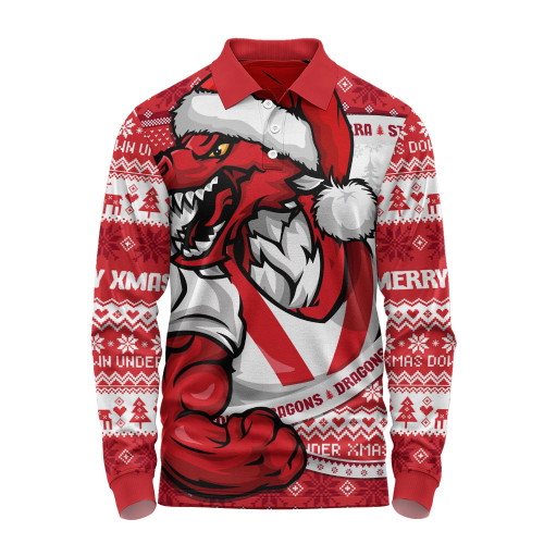 St. George Illawarra Dragons Long Sleeve Polo Shirt Ugly Knit Style For Christmas Game Fans