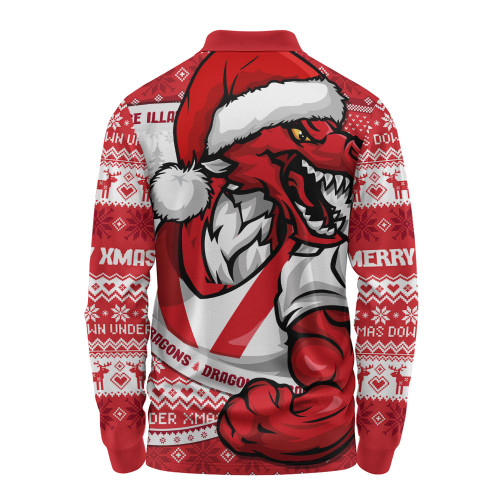 St. George Illawarra Dragons Long Sleeve Polo Shirt Ugly Knit Style For Christmas Game Fans