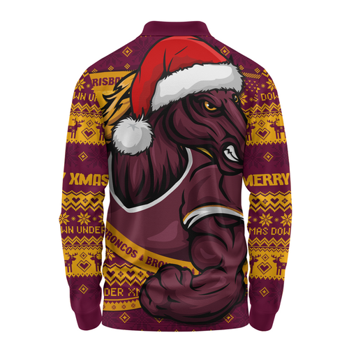Brisbane Broncos Long Sleeve Polo Shirt Ugly Knit Style For Christmas Game Fans Brisbane Broncos Long Sleeve Polo Shirt Ugly Knit Style For Christmas Game Fans