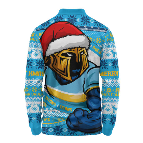 Gold Coast Titans Long Sleeve Polo Shirt Ugly Knit Style For Christmas Game Fans Gold Coast Titans Long Sleeve Polo Shirt Ugly Knit Style For Christmas Game Fans
