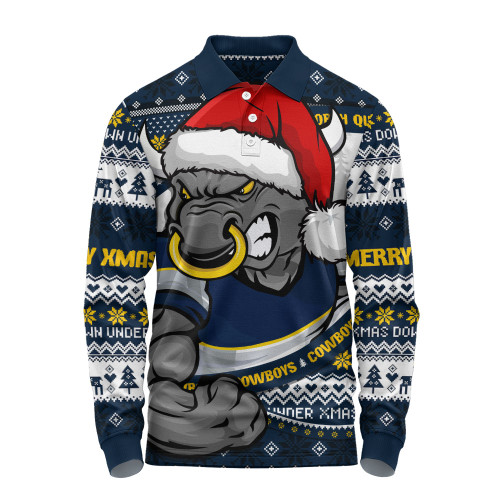 North Queensland Cowboys Long Sleeve Polo Shirt Ugly Knit Style For Christmas Game Fans