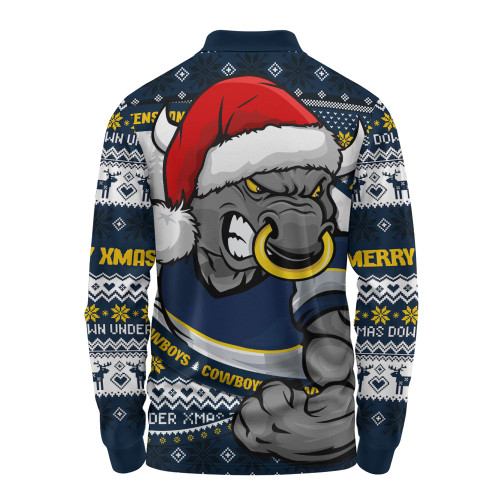 North Queensland Cowboys Long Sleeve Polo Shirt Ugly Knit Style For Christmas Game Fans
