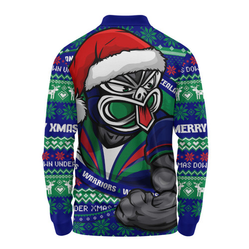 New Zealand Warriors Long Sleeve Polo Shirt Ugly Knit Style For Christmas Game Fans
