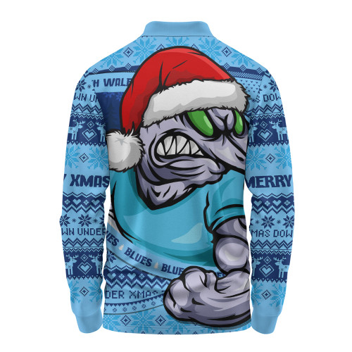New South Wales Blues Long Sleeve Polo Shirt Ugly Knit Style For Christmas Game Fans New South Wales Blues Long Sleeve Polo Shirt Ugly Knit Style For Christmas Game Fans