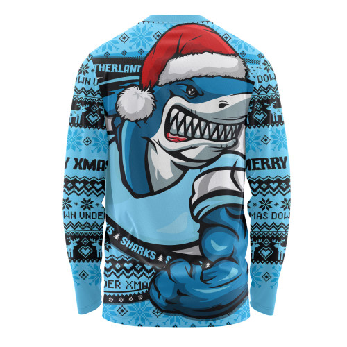 Cronulla-Sutherland Sharks Long Sleeve T-shirt Ugly Knit Style For Christmas Game Fans Cronulla-Sutherland Sharks Long Sleeve T-shirt Ugly Knit Style For Christmas Game Fans