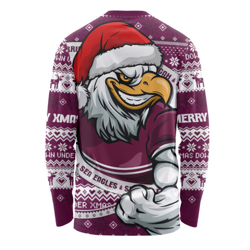 Manly Warringah Sea Eagles Long Sleeve T-shirt Ugly Knit Style For Christmas Game Fans