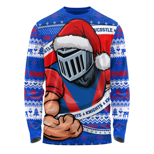 Newcastle Knights Long Sleeve T-shirt Ugly Knit Style For Christmas Game Fans