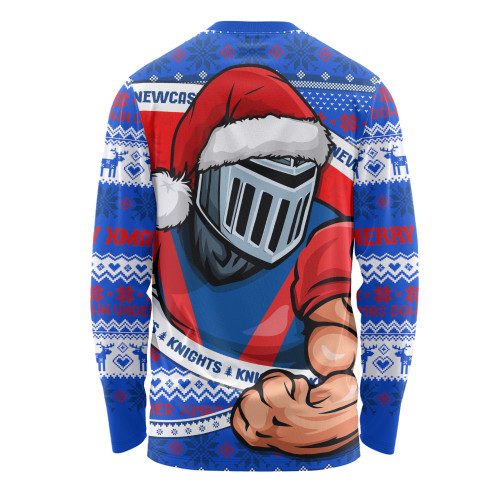 Newcastle Knights Long Sleeve T-shirt Ugly Knit Style For Christmas Game Fans Newcastle Knights Long Sleeve T-shirt Ugly Knit Style For Christmas Game Fans