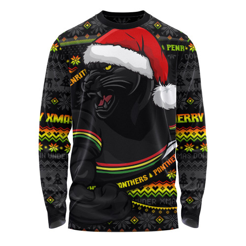 Penrith Panthers Long Sleeve T-shirt Ugly Knit Style For Christmas Game Fans