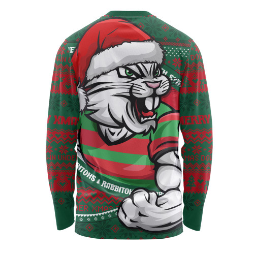 South Sydney Rabbitohs Long Sleeve T-shirt Ugly Knit Style For Christmas Game Fans
