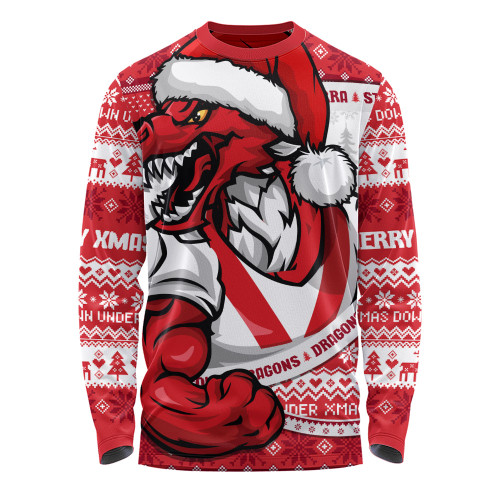 St. George Illawarra Dragons Long Sleeve T-shirt Ugly Knit Style For Christmas Game Fans
