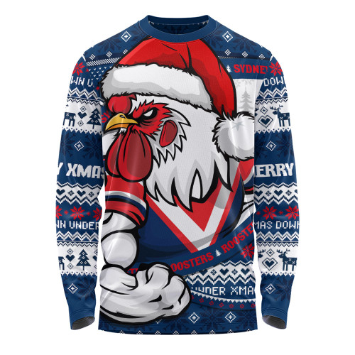 Sydney Roosters Long Sleeve T-shirt Ugly Knit Style For Christmas Game Fans