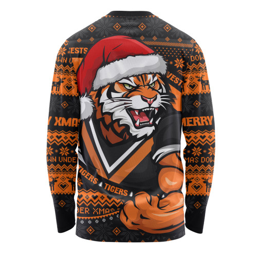 Wests Tigers Long Sleeve T-shirt Ugly Knit Style For Christmas Game Fans Wests Tigers Long Sleeve T-shirt Ugly Knit Style For Christmas Game Fans