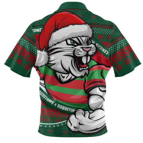 South Sydney Rabbitohs Zip Polo Shirt Ugly Knit Style For Christmas Game Fans