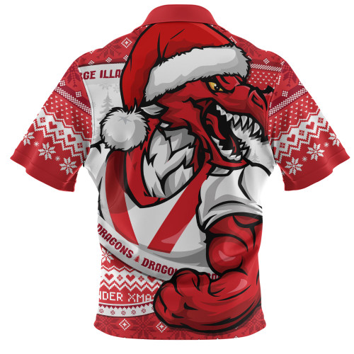 St. George Illawarra Dragons Zip Polo Shirt Ugly Knit Style For Christmas Game Fans St. George Illawarra Dragons Zip Polo Shirt Ugly Knit Style For Christmas Game Fans