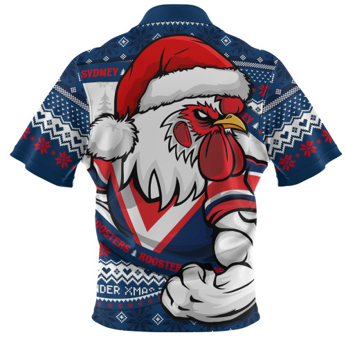 Sydney Roosters Zip Polo Shirt Ugly Knit Style For Christmas Game Fans