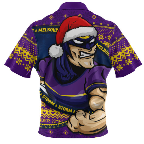 Melbourne Storm Zip Polo Shirt Ugly Knit Style For Christmas Game Fans