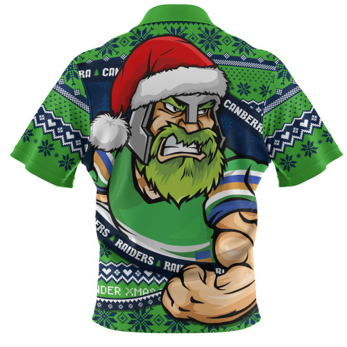 Canberra Raiders Zip Polo Shirt Ugly Knit Style For Christmas Game Fans