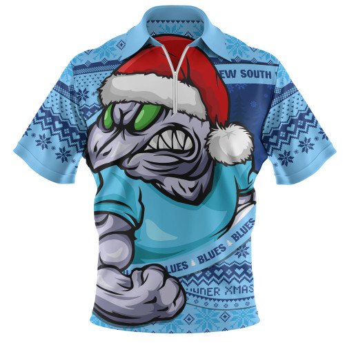 New South Wales Blues Zip Polo Shirt Ugly Knit Style For Christmas Game Fans
