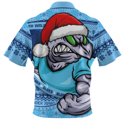 New South Wales Blues Zip Polo Shirt Ugly Knit Style For Christmas Game Fans New South Wales Blues Zip Polo Shirt Ugly Knit Style For Christmas Game Fans