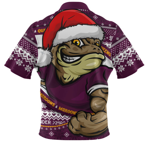 Queensland Maroons Zip Polo Shirt Ugly Knit Style For Christmas Game Fans