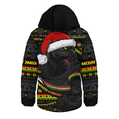 Penrith Panthers Hooded Padded Jacket Ugly Knit Style For Christmas Game Fans Penrith Panthers Hooded Padded Jacket Ugly Knit Style For Christmas Game Fans