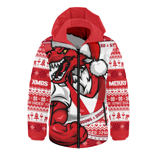 St. George Illawarra Dragons Hooded Padded Jacket Ugly Knit Style For Christmas Game Fans