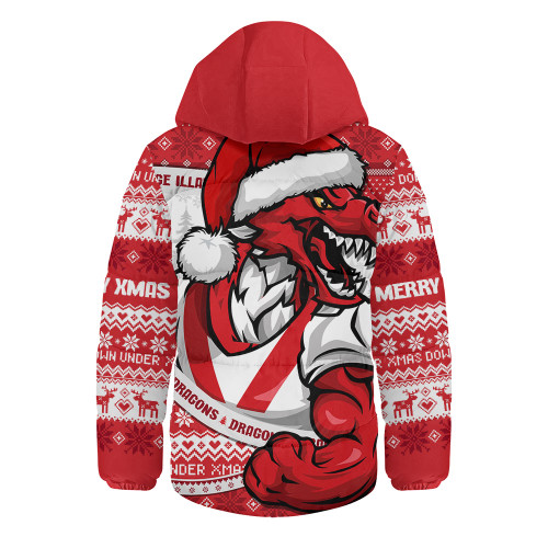 St. George Illawarra Dragons Hooded Padded Jacket Ugly Knit Style For Christmas Game Fans