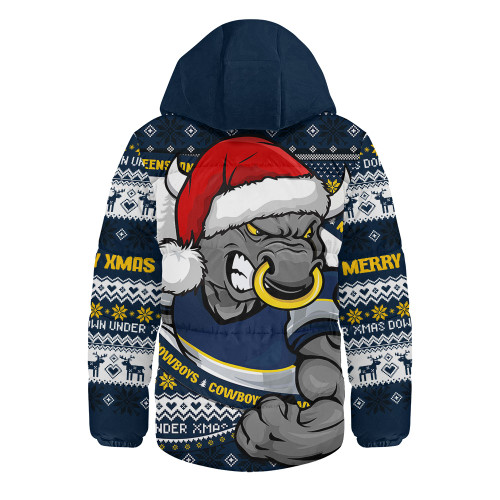 North Queensland Cowboys Hooded Padded Jacket Ugly Knit Style For Christmas Game Fans