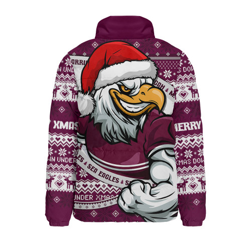 Manly Warringah Sea Eagles Padded Jacket Ugly Knit Style For Christmas Game Fans