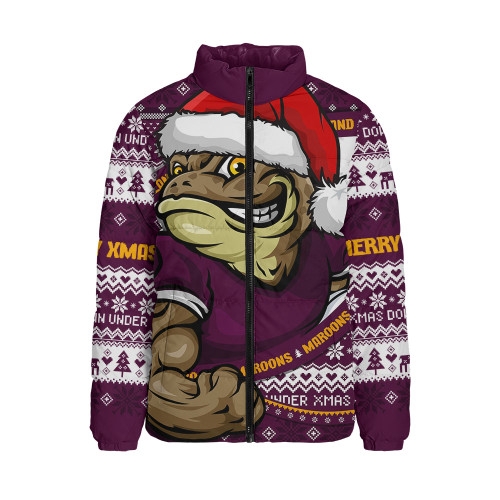 Queensland Maroons Padded Jacket Ugly Knit Style For Christmas Game Fans