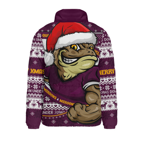 Queensland Maroons Padded Jacket Ugly Knit Style For Christmas Game Fans
