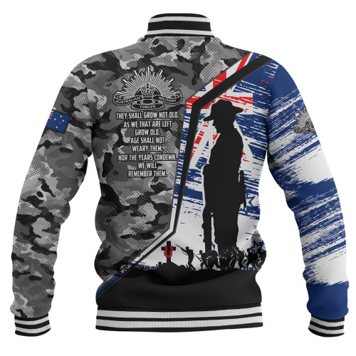 Australia Baseball Jacket Remembrance Day Heroic Soldier Legacy