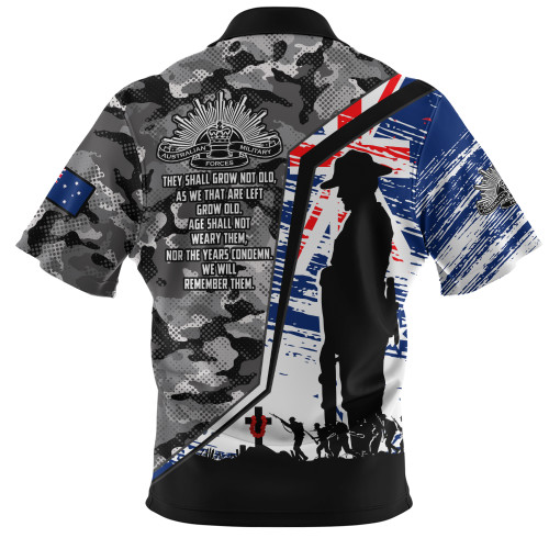 Australia Zip Polo Shirt Remembrance Day Heroic Soldier Legacy