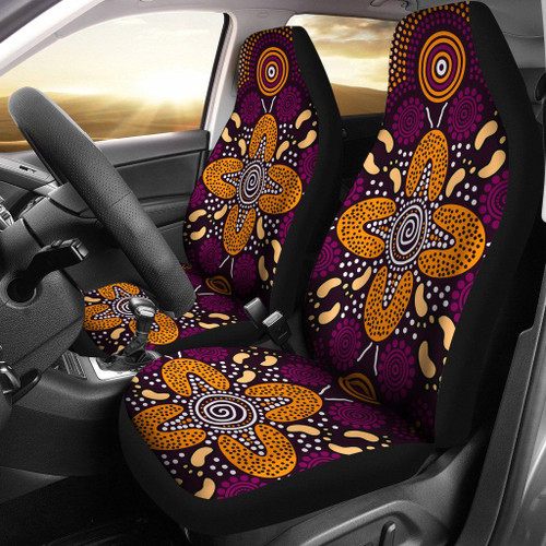 Australia Aboriginal Car Seat Covers - Flowers Dot Panting Art