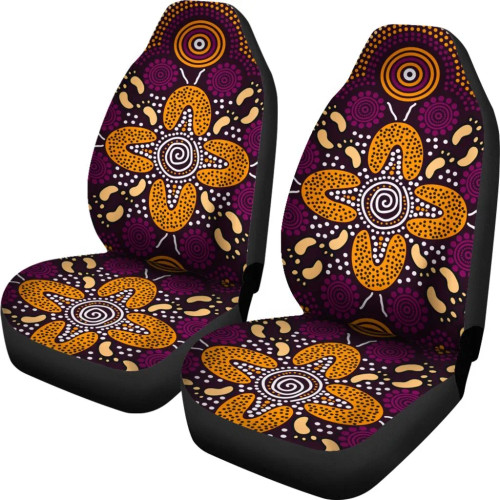 Australia Aboriginal Car Seat Covers - Flowers Dot Panting Art