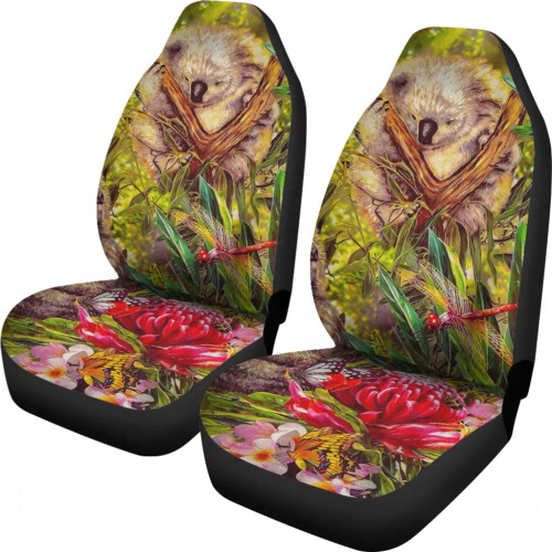 Australia Koala Car Seat Covers - 3D Koala with Waratah Flower Seat Covers - Universal Fit