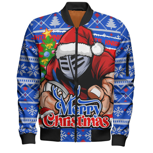 Newcastle Knights Bomber Jacket Merry Christmas Game Day Knit Style Team Edition