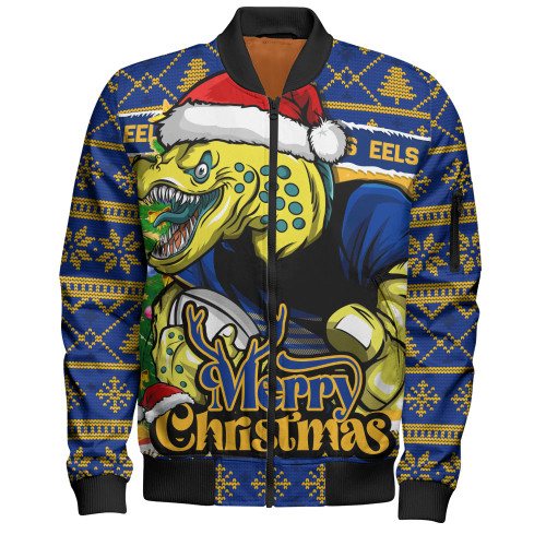 Parramatta Eels Bomber Jacket Merry Christmas Game Day Knit Style Team Edition