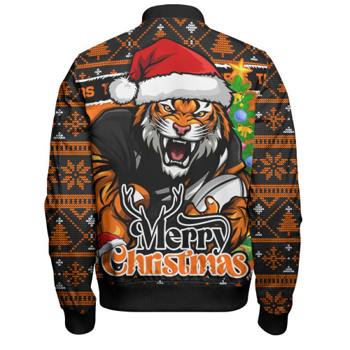 Wests Tigers Bomber Jacket Merry Christmas Game Day Knit Style Team Edition Wests Tigers Bomber Jacket Merry Christmas Game Day Knit Style Team Edition