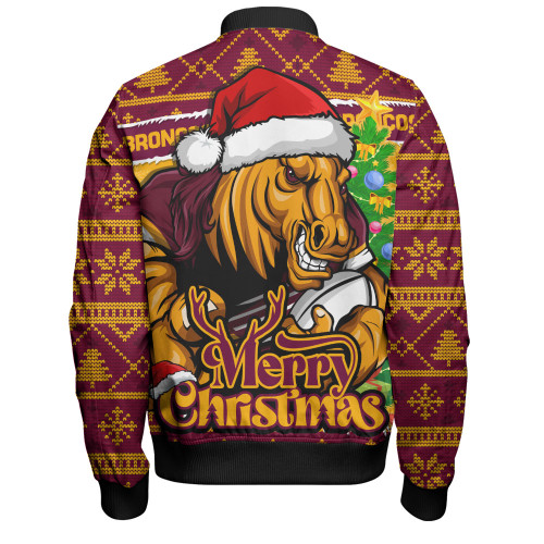 Brisbane Broncos Bomber Jacket Merry Christmas Game Day Knit Style Team Edition