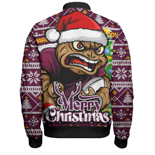Queensland Maroons Bomber Jacket Merry Christmas Game Day Knit Style Team Edition