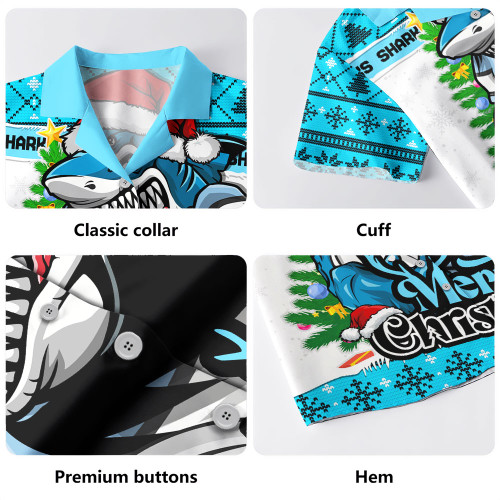 Cronulla-Sutherland Sharks Hawaiian Shirt Merry Christmas Game Day Knit Style Team Edition